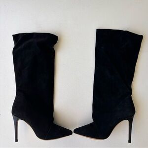 IRO Paris the Stevie gathered slouch black suede heeled boots size 39 / US 8